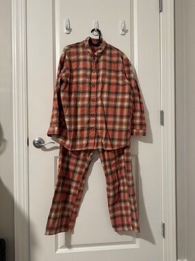 Red Plaid Flannel Pajama Set - Cozy Button-Up Top & Pants